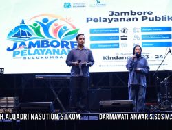 Jambore Pelayanan Publik Bulukumba Berlanjut di Bontotiro, MUH.ALQADRI NASUTION,S.I.Kom bersama Darmawati Anwar, S.Sos, M.Sos Pandu Kemeriahan di Lapangan Batang